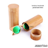 BerWer round design bamboo sunglasses with color lens and sunglasses case