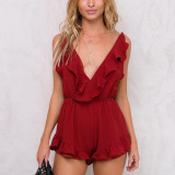 Bertie V-Neck Ruffle Detail Jumpsuit