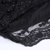 BerryGo V neck elegant long sleeve sequin party dress women Sexy mesh midi dress femme christmas dress vestido de festa