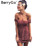 BerryGo Sexy off shoulder print summer dress Vintage high waist beach dress 2016 Elegant fit and flare short girls dresses women