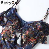 BerryGo Ruffle backless sexy long dress Vintage boho beach summer dress women Split chiffon zipper maxi dress vestidos sundress