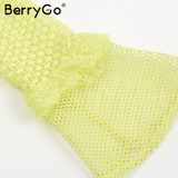 BerryGo Off shoulder ruffle lace dress women Hollow out sexy mini dress party 2018 Summer style backless white dress vestidos