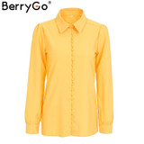 BerryGo Elegant long sleeve white blouse shirt Women casual streetwear shirt top Female cotton beach button shirt camisa 2017