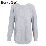 BerryGo Casual streetwear autumn winter sweater women 2017 elegant warm jumper pull femme Fashion side split knitting pullover