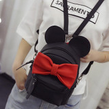 Berno Fly 2017 mini backpack female bag quality pu leather women backpacks Korean version of Mickey ears sweet bow College Wind