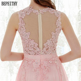 BEPEITHY Elegant A line Prom Dress Sexy Open Back Vestido De Festa Vintage Evening Dress Long Party Dress 2017 New Design