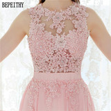 BEPEITHY Elegant A line Prom Dress Sexy Open Back Vestido De Festa Vintage Evening Dress Long Party Dress 2017 New Design