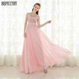 BEPEITHY Elegant A line Prom Dress Sexy Open Back Vestido De Festa Vintage Evening Dress Long Party Dress 2017 New Design