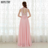 BEPEITHY Elegant A line Prom Dress Sexy Open Back Vestido De Festa Vintage Evening Dress Long Party Dress 2017 New Design