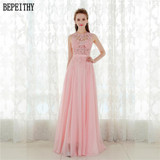 BEPEITHY Elegant A line Prom Dress Sexy Open Back Vestido De Festa Vintage Evening Dress Long Party Dress 2017 New Design