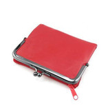 BELLO TUTTI Ladies Leather Wallet Sheepskin Leather Mini Wallet Card Holder Purses Metal Wallet Frame Women Short Wallet Red