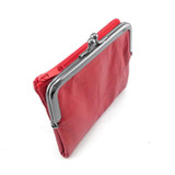 BELLO TUTTI Ladies Leather Wallet Sheepskin Leather Mini Wallet Card Holder Purses Metal Wallet Frame Women Short Wallet Red