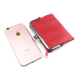 BELLO TUTTI Ladies Leather Wallet Sheepskin Leather Mini Wallet Card Holder Purses Metal Wallet Frame Women Short Wallet Red