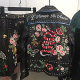 embroidery lady rivet genuine sheep leather jacket 100% real sheepskin leather jacket