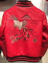 embroidery genuine sheep leather jacket 100% real sheep leather jacket
