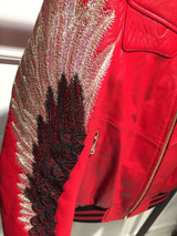 embroidery genuine sheep leather jacket 100% real sheep leather jacket