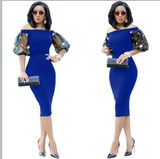 Embroidery Floral Women Summer Elegant Slim Dresses Office Lady Off Shoulder Work OL Bodycon Pencil Dress Vestidos Drop Shipping