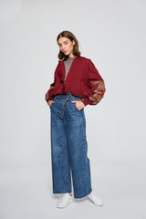 Embroidery Floral Crop Jacket OU0775