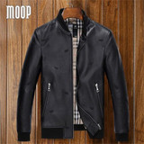 Embroidery design Lambskin genuine leather bomber jacket black ribbed collar biker jackets manteau homme jaqueta de couro LT1322