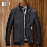 Embroidery design Lambskin genuine leather bomber jacket black ribbed collar biker jackets manteau homme jaqueta de couro LT1322
