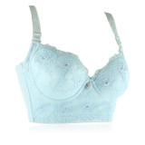Embroidery big size bra adjustable sexy beaded flounced  cotton bras 34 36 38 40 B C cup intimate lingerie