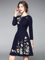 Embroidered Slim Fit Mini Dress