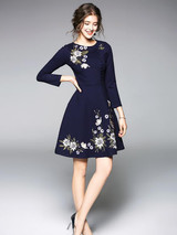 Embroidered Slim Fit Mini Dress