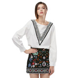 Embroidered Skirt Vintage Pencil Short Skirts Womens High Waist Black Boho Mini Casual Floral Embroidery Skirt Women