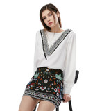 Embroidered Skirt Vintage Pencil Short Skirts Womens High Waist Black Boho Mini Casual Floral Embroidery Skirt Women