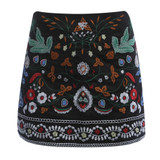 Embroidered Skirt Vintage Pencil Short Skirts Womens High Waist Black Boho Mini Casual Floral Embroidery Skirt Women