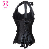 Embroidered Brocade Red and Black Corset Bustier Halter Tops Gothic Clothing Burlesque Corsets Women Espartilho E Corselets