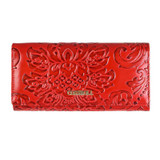 Embossing Flower Women Wallet Genuine Leather Female Purse Long Printing Floral Women Retro Leather Wallet Clutch Party Bag