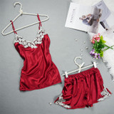 Embroidered 2017 Women Sexy Satin Pajamas Set Lace Silk Pyjama Set V-neck Ladies Pijamas Sleepwear Women Summer Clothes Homewear