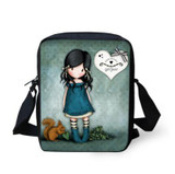 ELVISWORDS Mini Cartoon Monster High Print Shoulder Bags Small Girls Monster Bag Designer Woman Casual 3D Satchel School Bag Set