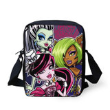 ELVISWORDS Mini Cartoon Monster High Print Shoulder Bags Small Girls Monster Bag Designer Woman Casual 3D Satchel School Bag Set