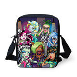 ELVISWORDS Mini Cartoon Monster High Print Shoulder Bags Small Girls Monster Bag Designer Woman Casual 3D Satchel School Bag Set
