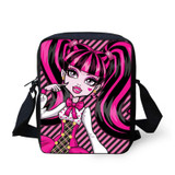 ELVISWORDS Mini Cartoon Monster High Print Shoulder Bags Small Girls Monster Bag Designer Woman Casual 3D Satchel School Bag Set