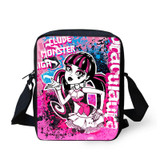 ELVISWORDS Mini Cartoon Monster High Print Shoulder Bags Small Girls Monster Bag Designer Woman Casual 3D Satchel School Bag Set