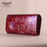 Embossing Flower Genuine Leather Women Wallet Brand Female Wallets Fashion Hasp Women Leather Purse Real Leather Wallet Clutch
