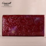 Embossing Flower Genuine Leather Women Wallet Brand Female Wallets Fashion Hasp Women Leather Purse Real Leather Wallet Clutch