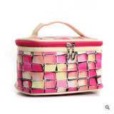 Elvasek hot sale fashion women cosmetic cases travel handbags pu leather makeup bag wash bags make up cosmetic case DH0253