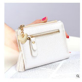 Elvasek hot sale women wallets short style purse ID card holders pu leather bags fashion tassel wallet solid coin keeper bolsas