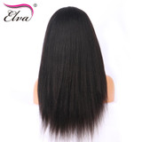 Elva Hair 250% Density 360 Lace Frontal Wig Pre Plucked Kinky Straight Brazilian Human Hair Wig Bleached Knots Remy Hair 10"-22"