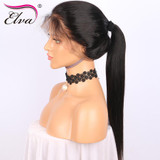 Elva Hair 180% Density Full Lace Human Hair Wigs Glueless Remy Hair Brazilian Straight Lace Wigs Pre Plucked Natural Hairline