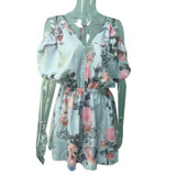 ELSVIOS Women Rompers print  lace Jumpsuit Summer Short pleated Overalls Jumpsuit Female chest wrapped strapless Playsuit