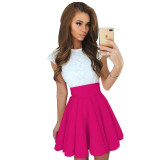 ELSVIOS Summer Style 6 Colors Cute Lace Dresses 2017 Women O-Neck A-line Mini Dress Fashion Short Sleeve Party Dress Vestidos
