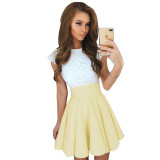 ELSVIOS Summer Style 6 Colors Cute Lace Dresses 2017 Women O-Neck A-line Mini Dress Fashion Short Sleeve Party Dress Vestidos