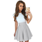 ELSVIOS Summer Style 6 Colors Cute Lace Dresses 2017 Women O-Neck A-line Mini Dress Fashion Short Sleeve Party Dress Vestidos