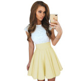 ELSVIOS Summer Style 6 Colors Cute Lace Dresses 2017 Women O-Neck A-line Mini Dress Fashion Short Sleeve Party Dress Vestidos