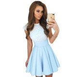 ELSVIOS Summer Style 6 Colors Cute Lace Dresses 2017 Women O-Neck A-line Mini Dress Fashion Short Sleeve Party Dress Vestidos